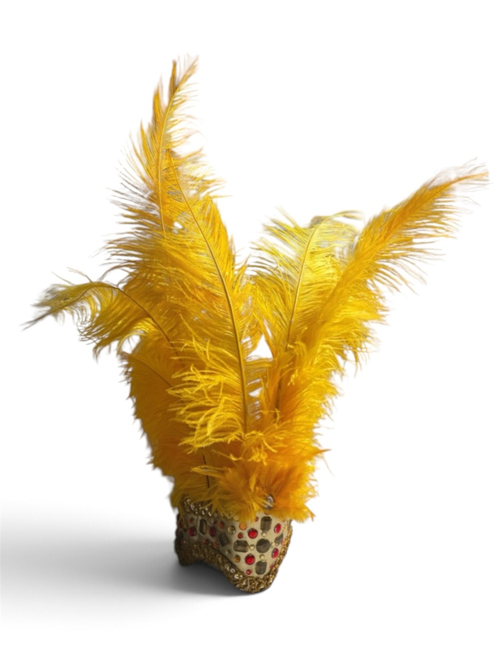 Dramatic Yellow Feather Showgirl Headdress